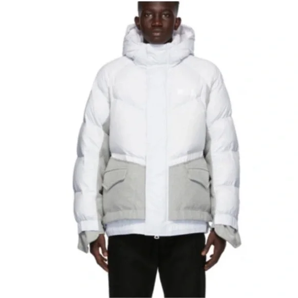 Men’s Nike X Sacai Puffer 800 Fill Down Coat Quilted Jacket Gray XXL NEW!